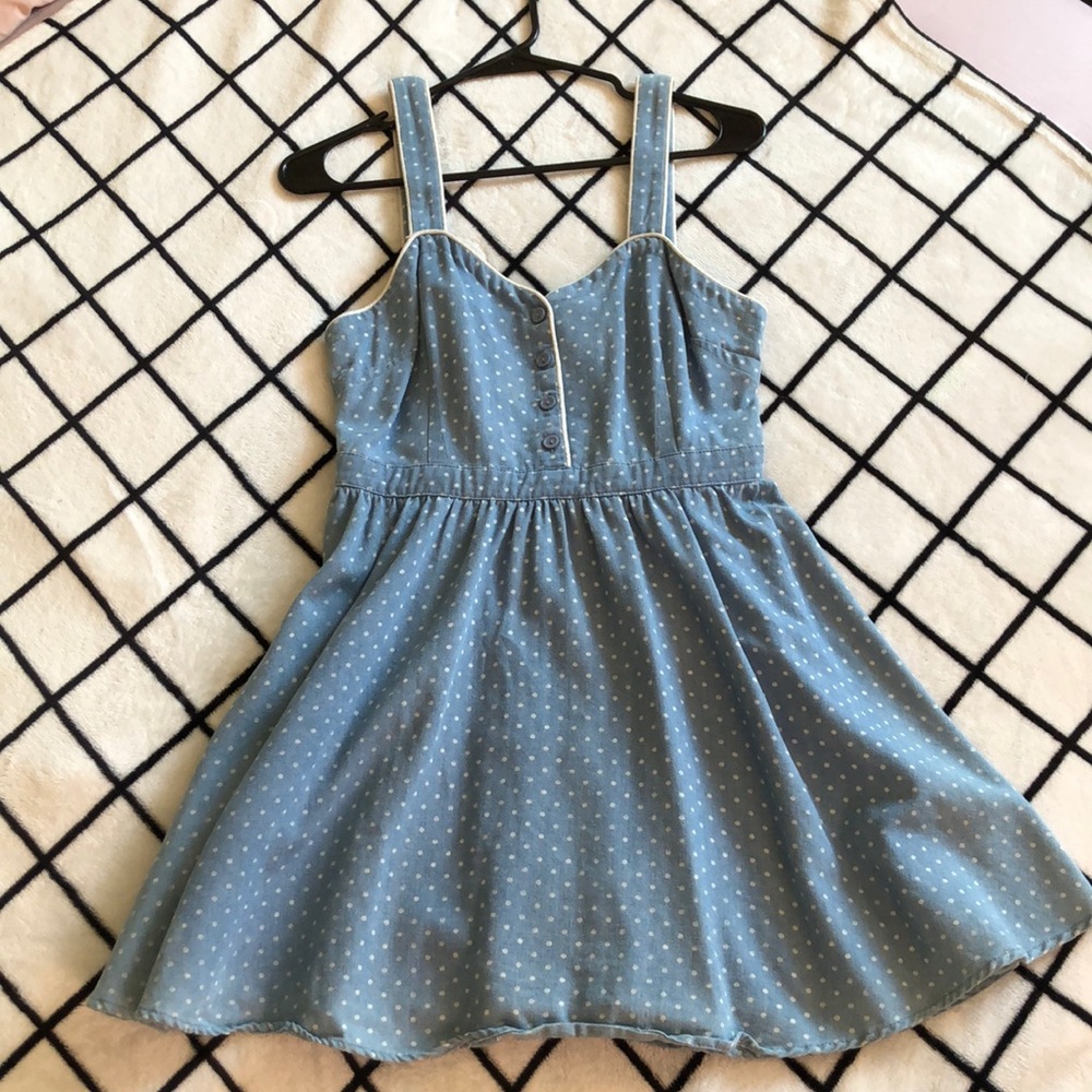 Forever 21 Polka Dot Chambray Dress